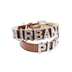 Obojek pro psy URBAN PUP Personalised Glitter hnědý