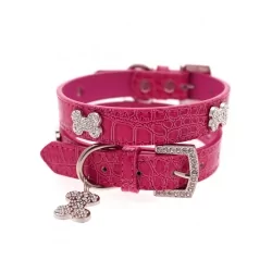 Obojek pro psy URBAN PUP DIAMANTE LEGALLY BLONDE BONE CHARM tm.růžový