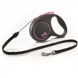 Vodítko pro psy FLEXI DESIGN S lanko 5m/do 12kg růžové