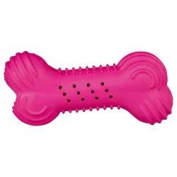 Gumová hračka pro psy CHRASTÍCÍ KOST 11cm růžová